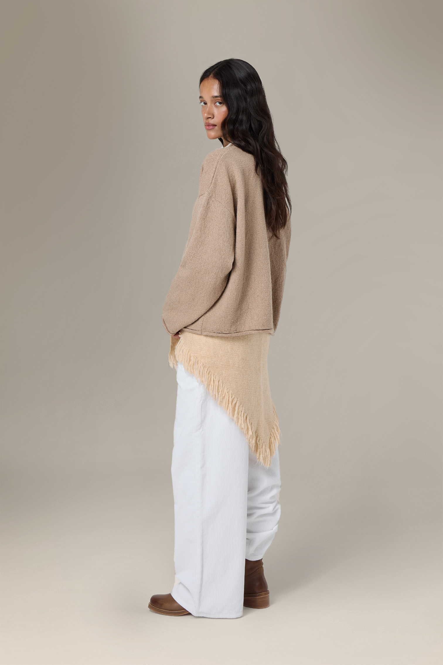 Parker Layered Knit Jumper in Beige